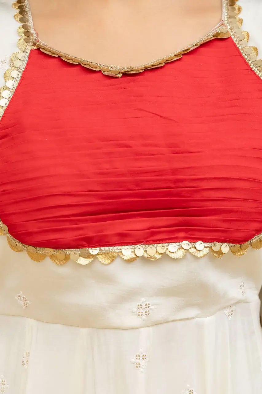 Elegant Roman Silk Embroidered Gown Set for Festive and Occasion Wear