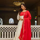 Elegant Roman Silk Embroidered Gown Set for Festive and Occasion Wear