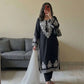 Elegant Roman Silk Embroidered Straight Suit Set for Festive Wear