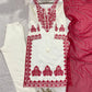 Elegant Roman Silk Embroidered Straight Suit Set for Festive Wear