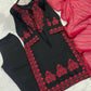 Elegant Roman Silk Embroidered Straight Suit Set for Festive Wear