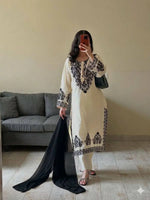 Elegant Roman Silk Embroidered Straight Suit Set for Festive Wear