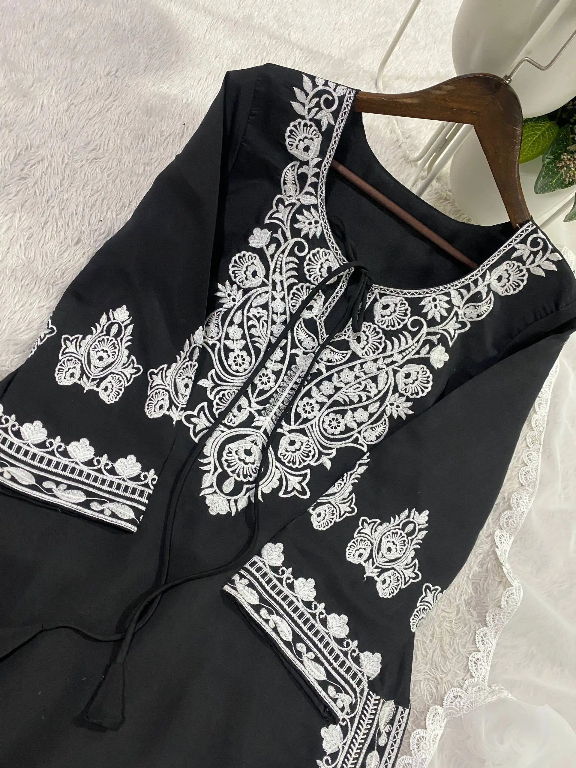 Elegant Roman Silk Embroidered Straight Suit Set for Festive Wear