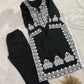 Elegant Roman Silk Embroidered Straight Suit Set for Festive Wear