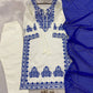 Elegant Roman Silk Embroidered Straight Suit Set for Festive Wear