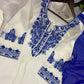 Elegant Roman Silk Embroidered Straight Suit Set for Festive Wear