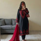 Elegant Roman Silk Embroidered Straight Suit Set for Festive Wear