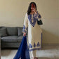 Elegant Roman Silk Embroidered Straight Suit Set for Festive Wear