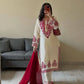 Elegant Roman Silk Embroidered Straight Suit Set for Festive Wear