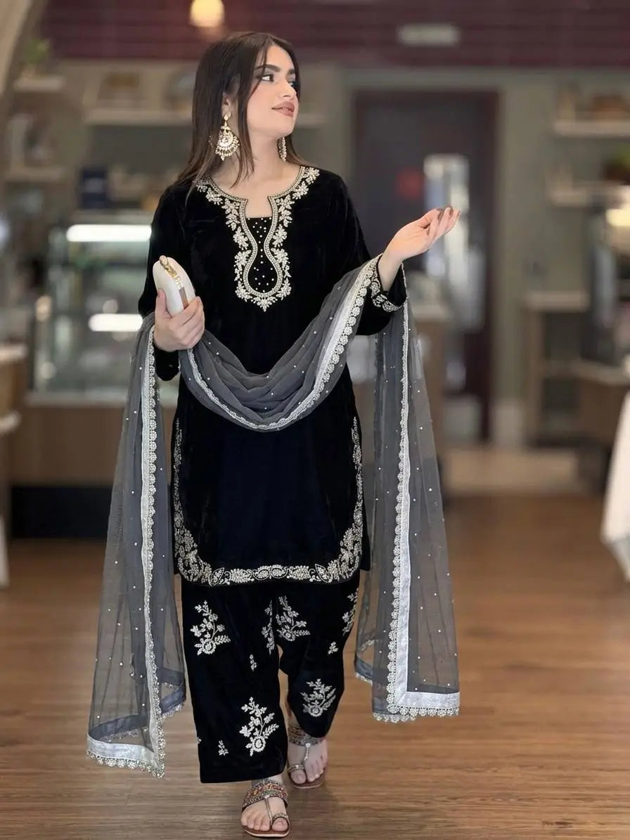Elegant Roman Silk Farshi Palazzo Suit Set for Festive and Party Wear