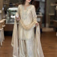 Elegant Roman Silk Farshi Palazzo Suit Set for Festive and Party Wear