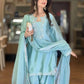 Elegant Roman Silk Farshi Palazzo Suit Set for Festive and Party Wear
