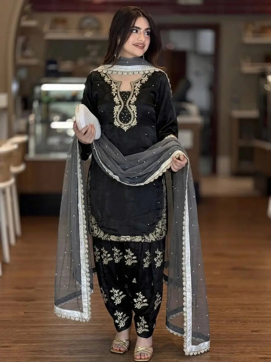Elegant Roman Silk Farshi Palazzo Suit Set for Festive and Party Wear