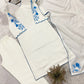 Elegant Roman Silk white Straight Suit Set with blue work for Festive and Daily Wear