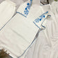 Elegant Roman Silk white Straight Suit Set with blue work for Festive and Daily Wear