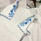 Elegant Roman Silk white Straight Suit Set with blue work for Festive and Daily Wear