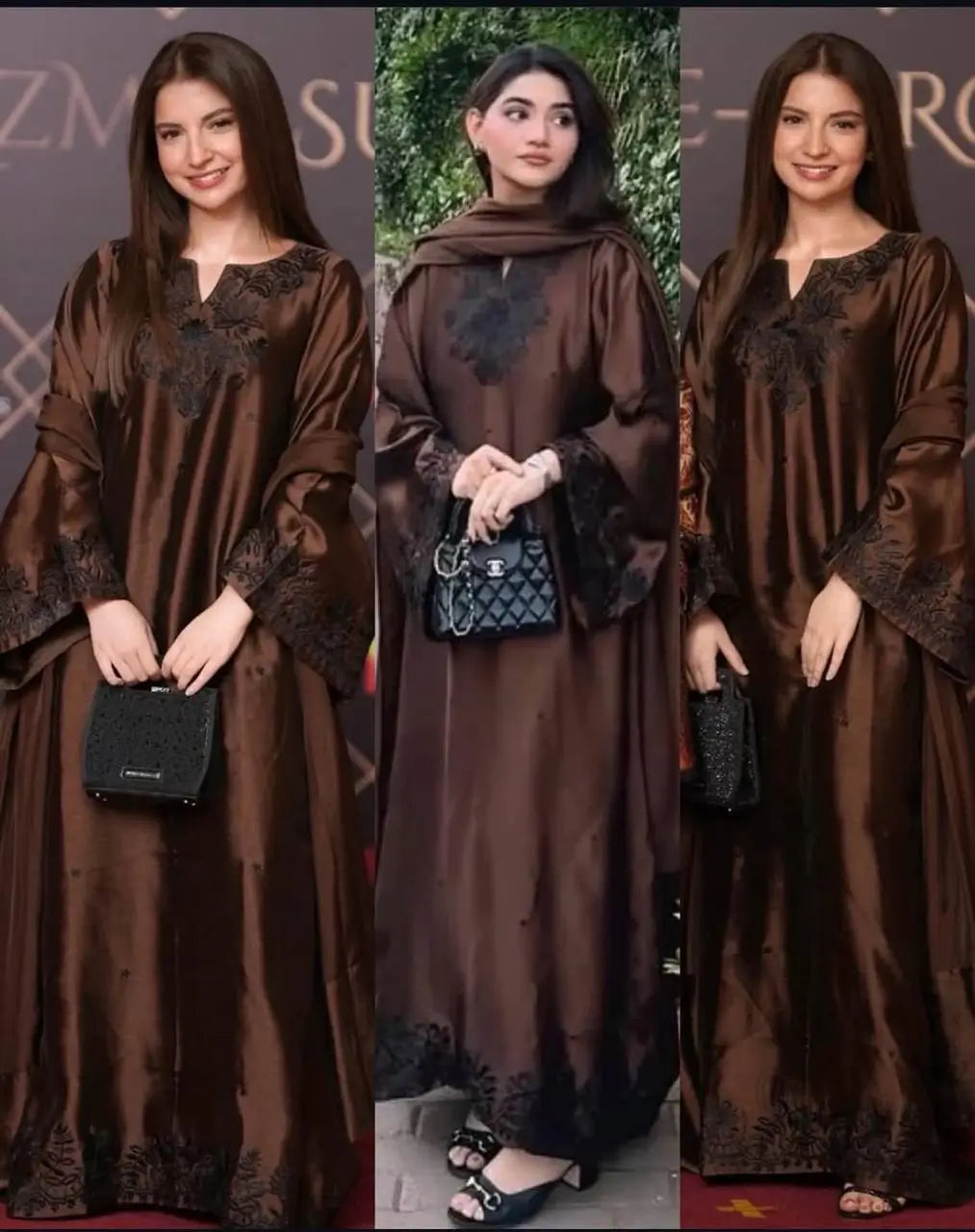 Elegant Satin Kaftan Palazzo Set for Festive and Family Occasions