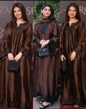Elegant Satin Kaftan Palazzo Set for Festive and Family Occasions