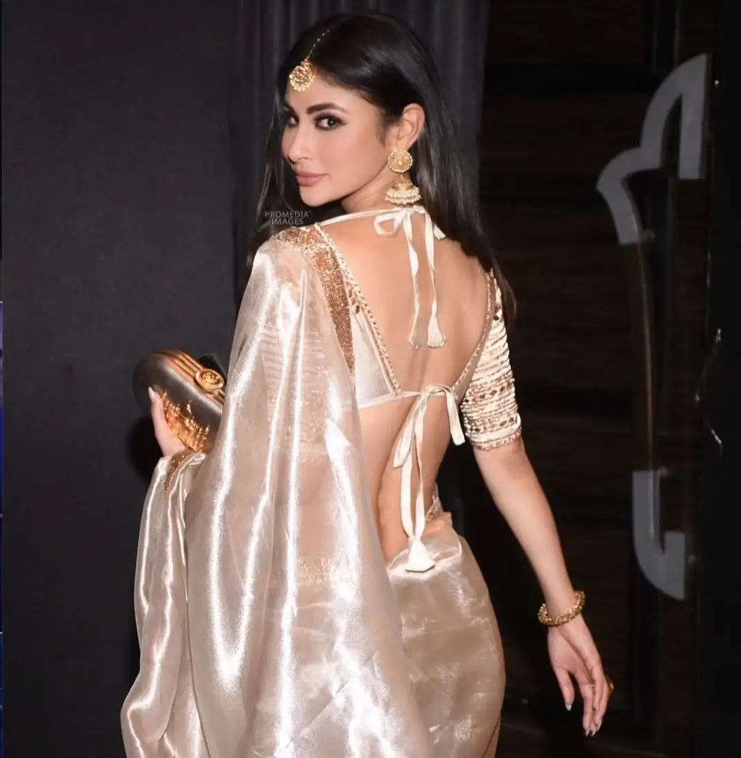 Elegant Satin Saree with Designer Gota patti Blouse for special occasion