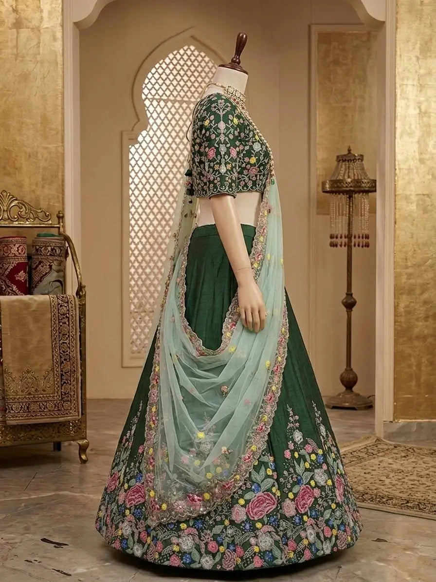Elegant Satin Silk Lehenga Choli Set for Wedding and Festive Occasions