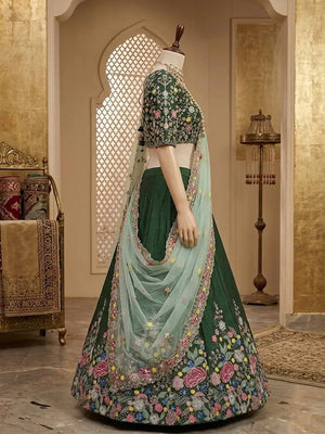 Elegant Satin Silk Lehenga Choli Set for Wedding and Festive Occasions