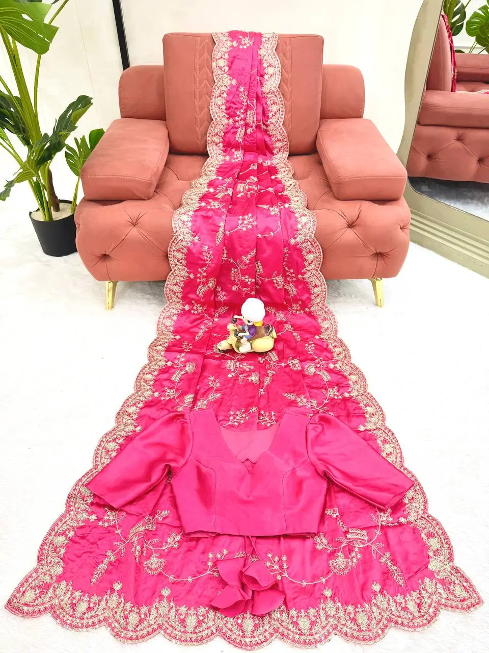 Elegant Satin Silk Saree for Festive and Party Occasions