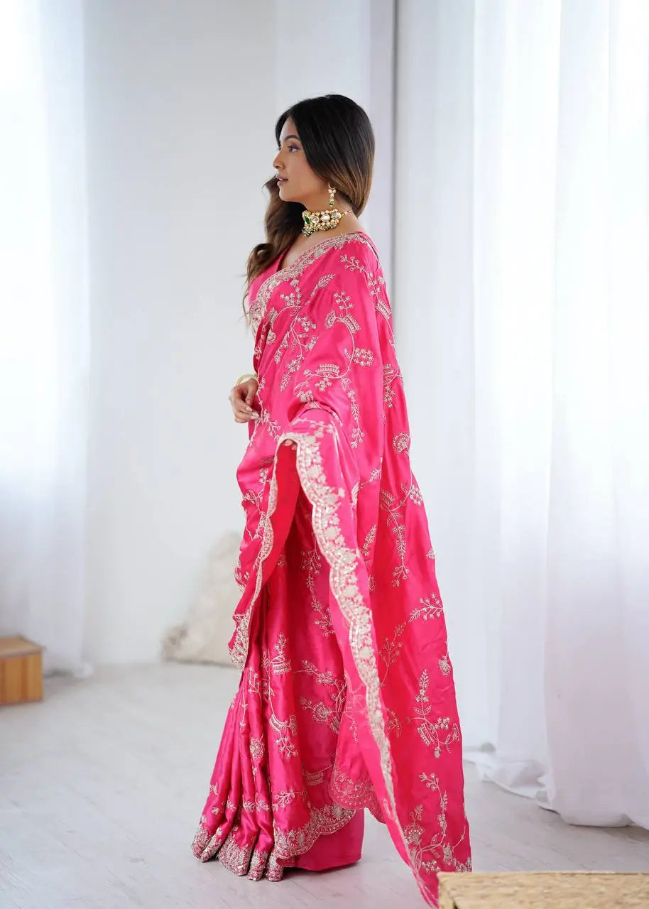 Elegant Satin Silk Saree for Festive and Party Occasions