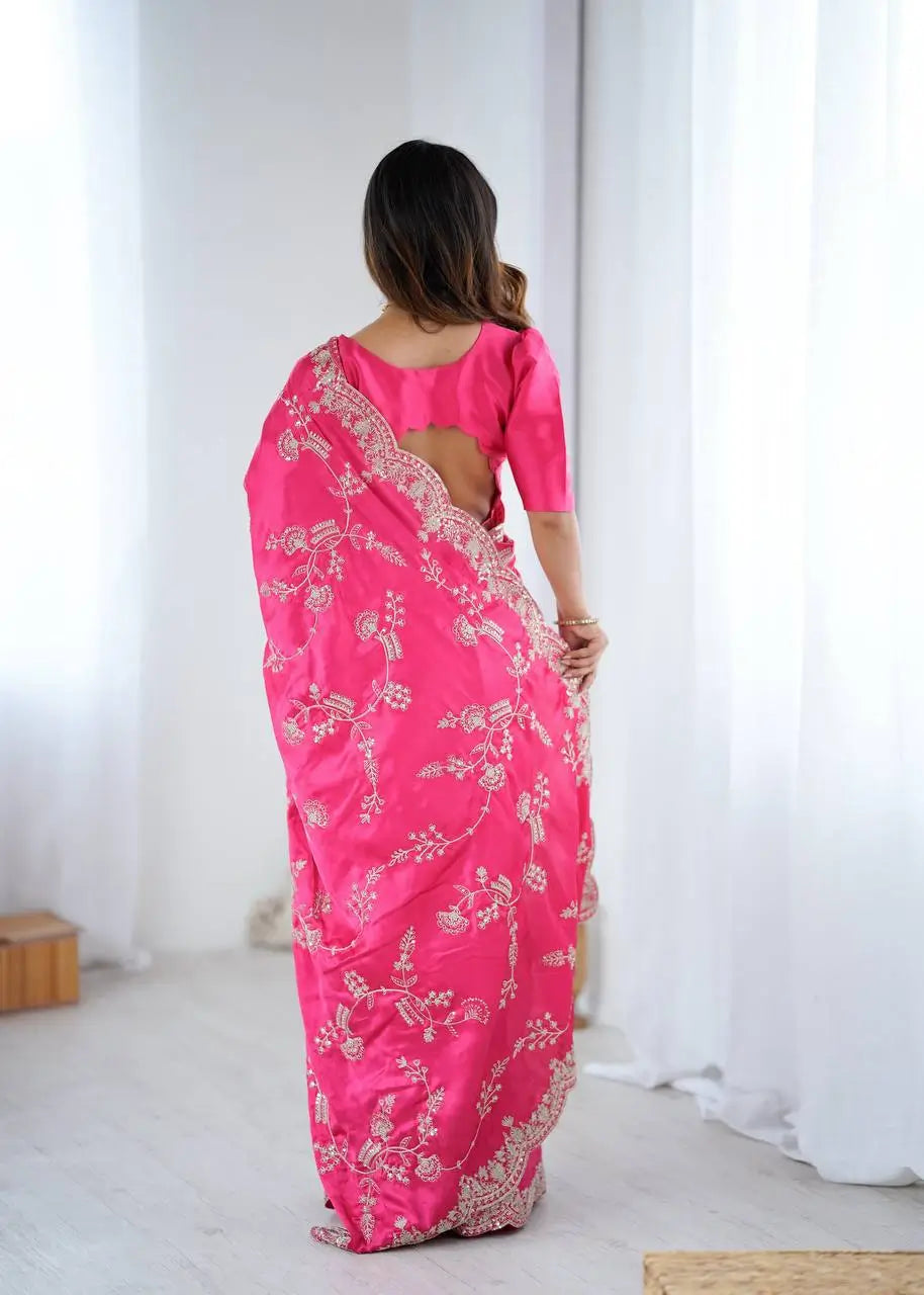 Elegant Satin Silk Saree for Festive and Party Occasions