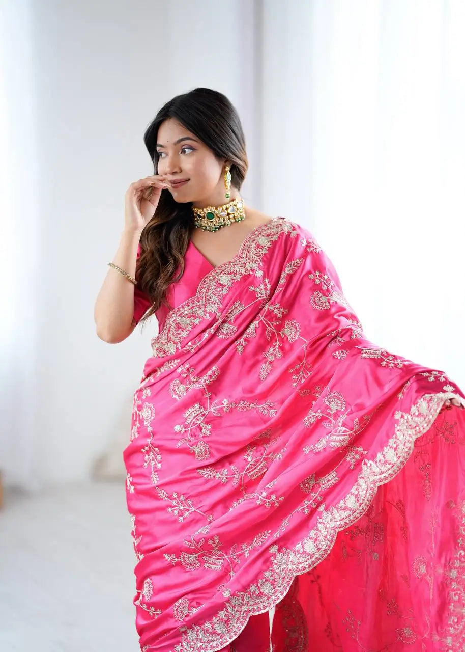 Elegant Satin Silk Saree for Festive and Party Occasions