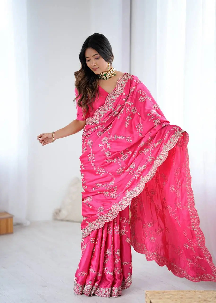Elegant Satin Silk Saree for Festive and Party Occasions