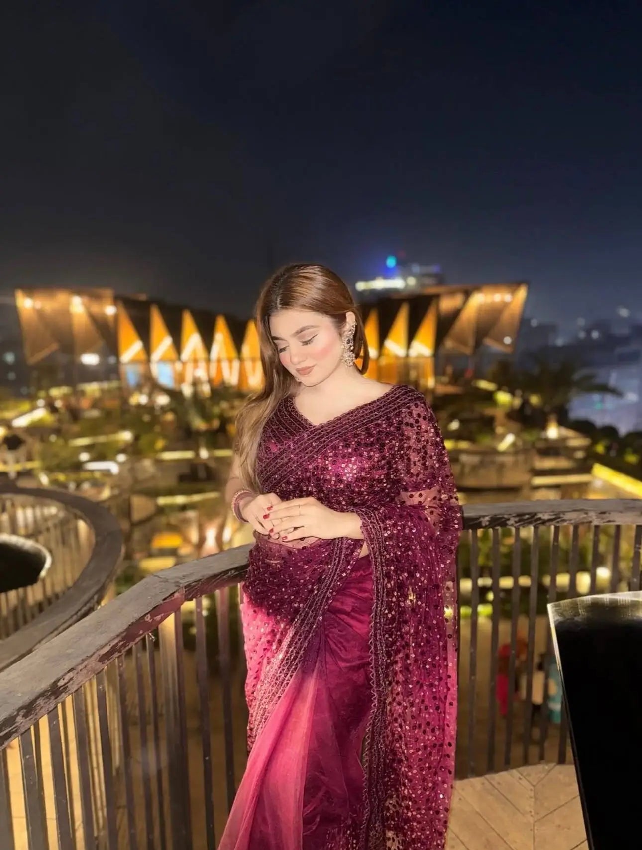 Elegant Sequin Dori Work Net Saree for Wedding and Festive Occasions