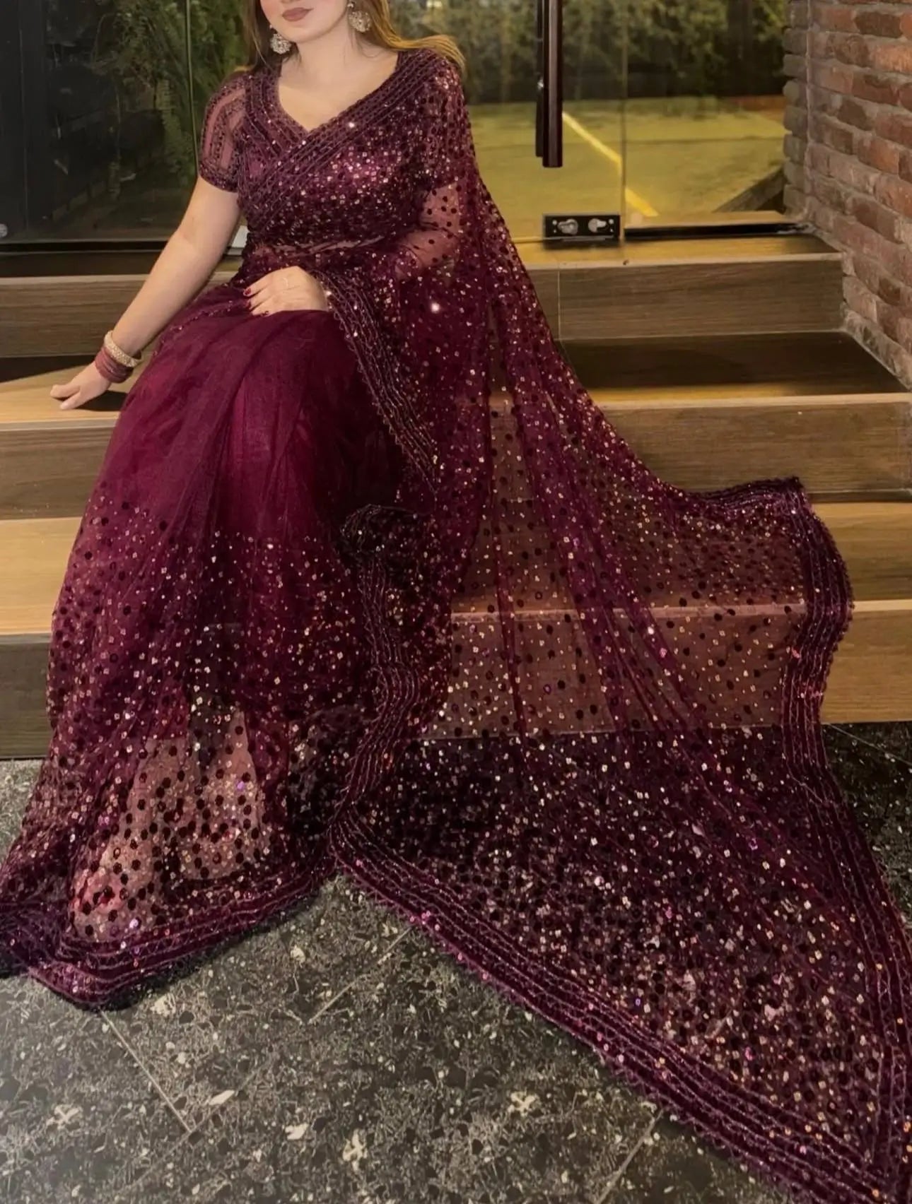 Elegant Sequin Dori Work Net Saree for Wedding and Festive Occasions