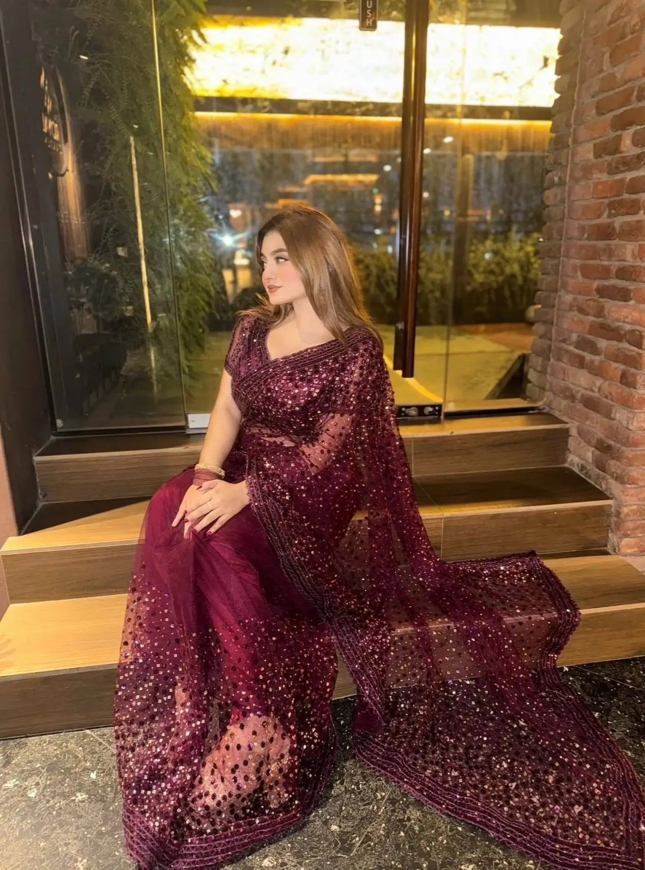 Elegant Sequin Dori Work Net Saree for Wedding and Festive Occasions