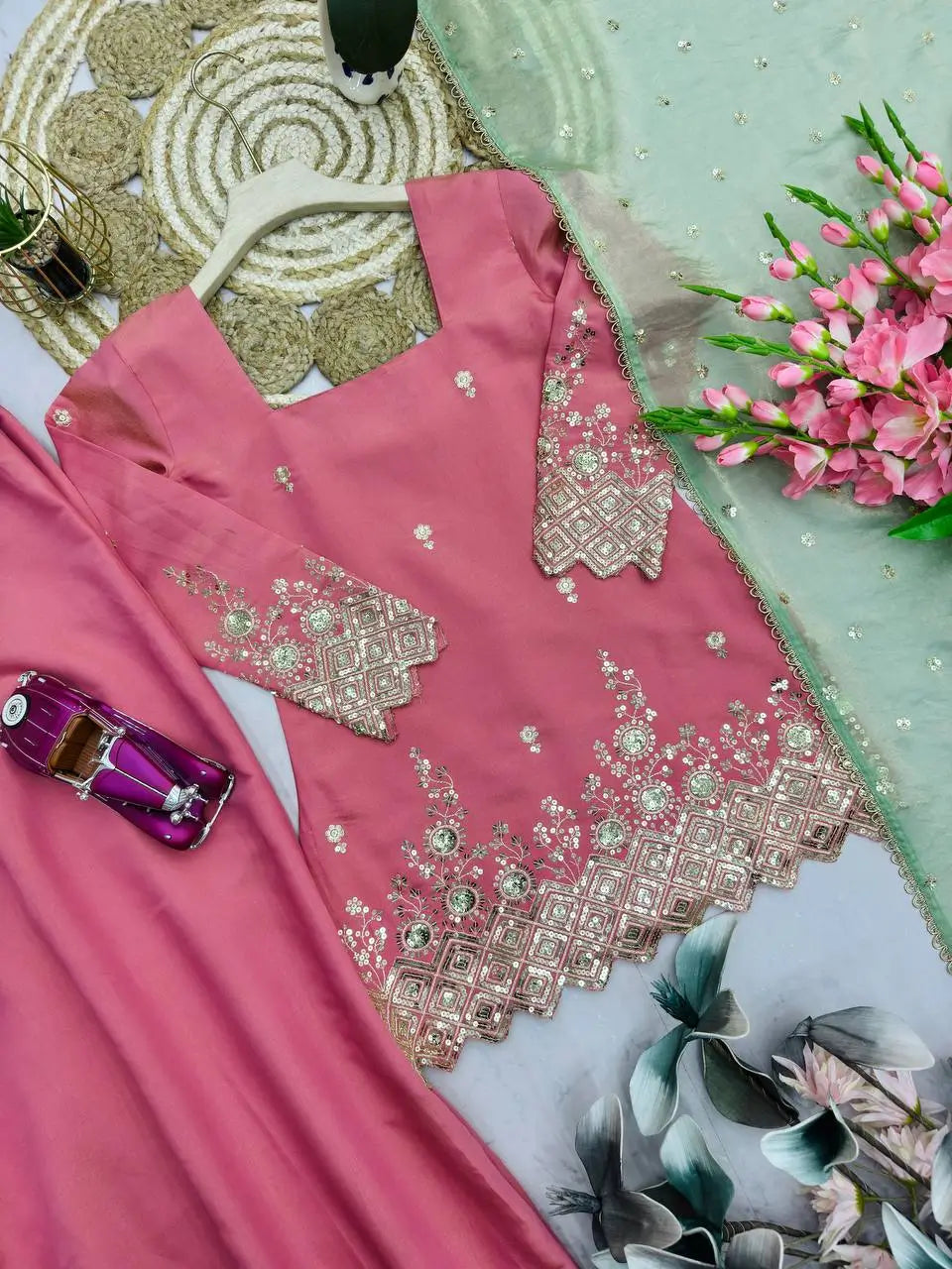 Elegant Shimmer Silk Sharara Set for Festive and Wedding Wear