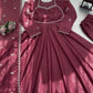 Elegant Silk 3 Piece Anarkali Suit Set for Festive and Family Occasions