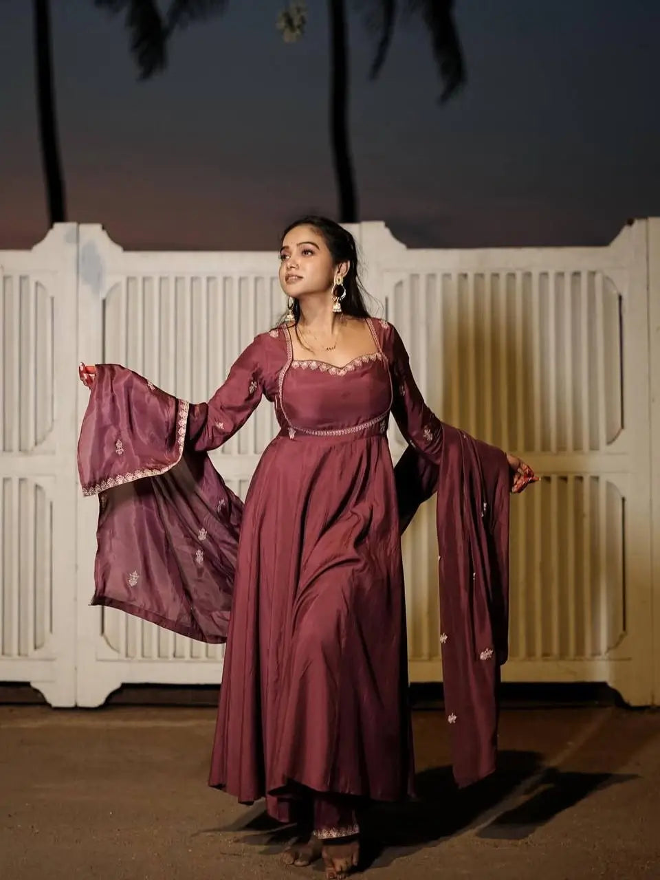 Elegant Silk 3 Piece Anarkali Suit Set for Festive and Family Occasions