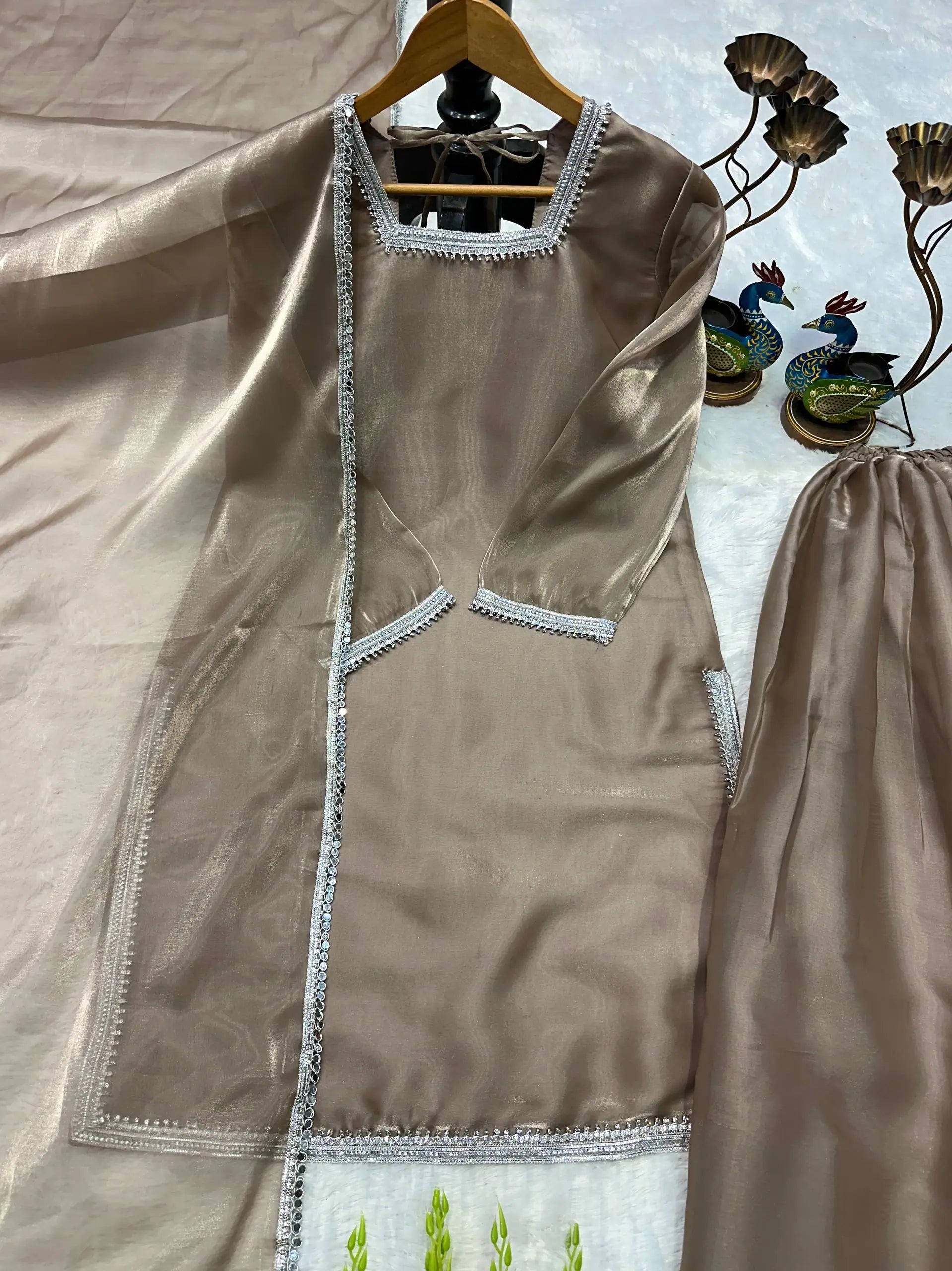 Elegant Silk Palazzo Suit Set for Festive and Occasion Wear