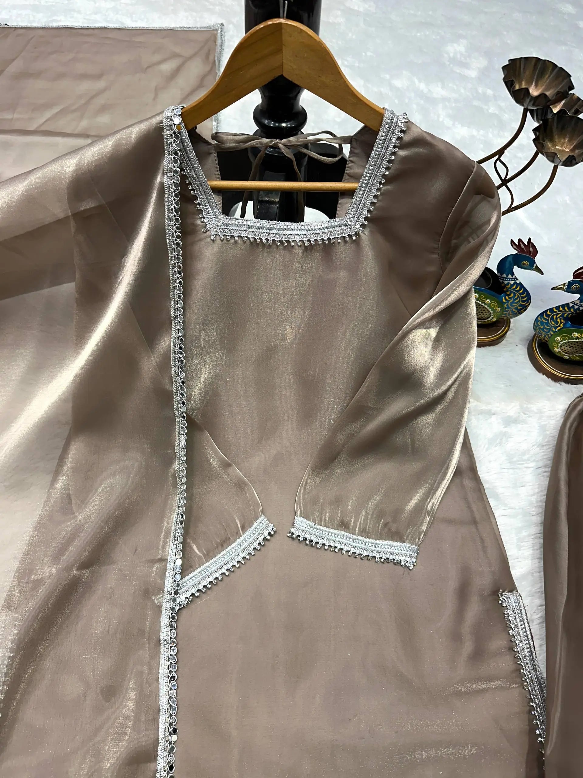 Elegant Silk Palazzo Suit Set for Festive and Occasion Wear