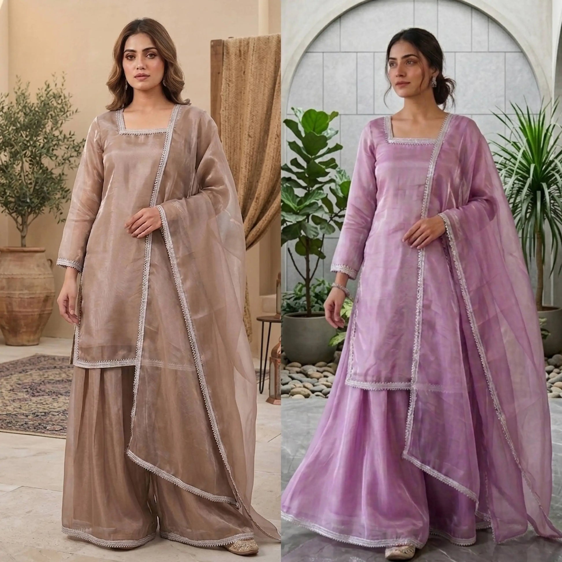 Elegant Silk Palazzo Suit Set for Festive and Occasion Wear