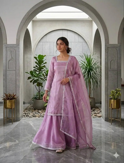 Elegant Silk Palazzo Suit Set for Festive and Occasion Wear