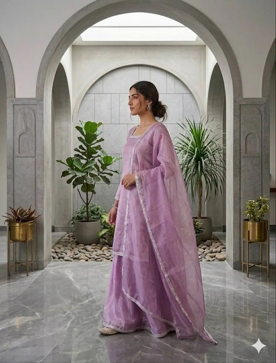 Elegant Silk Palazzo Suit Set for Festive and Occasion Wear