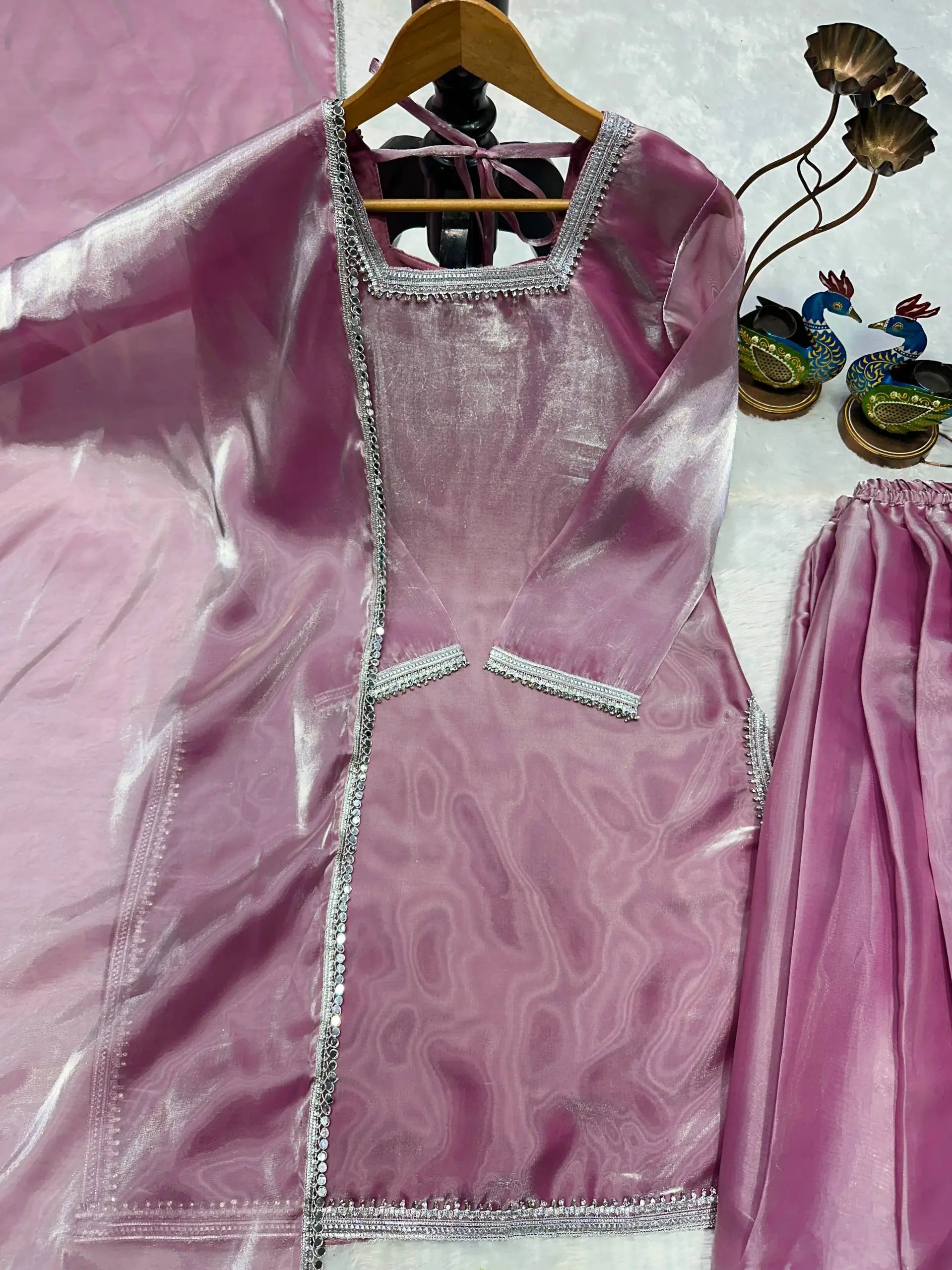 Elegant Silk Palazzo Suit Set for Festive and Occasion Wear