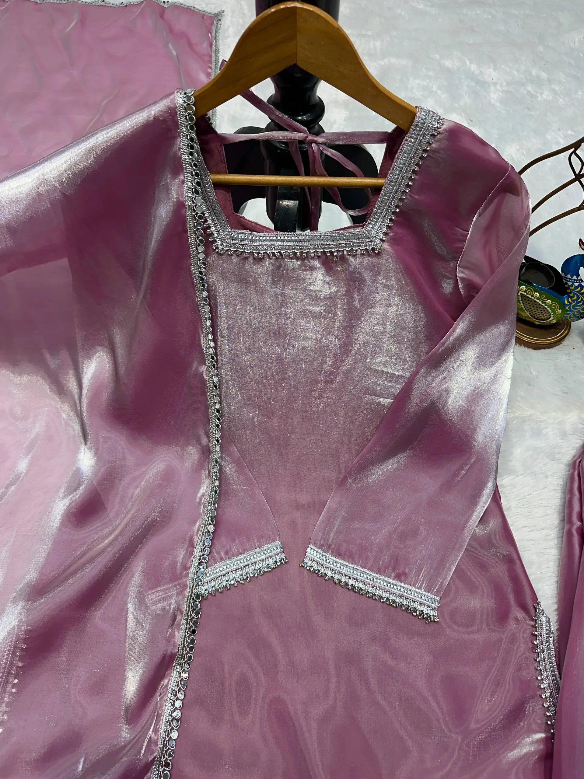 Elegant Silk Palazzo Suit Set for Festive and Occasion Wear