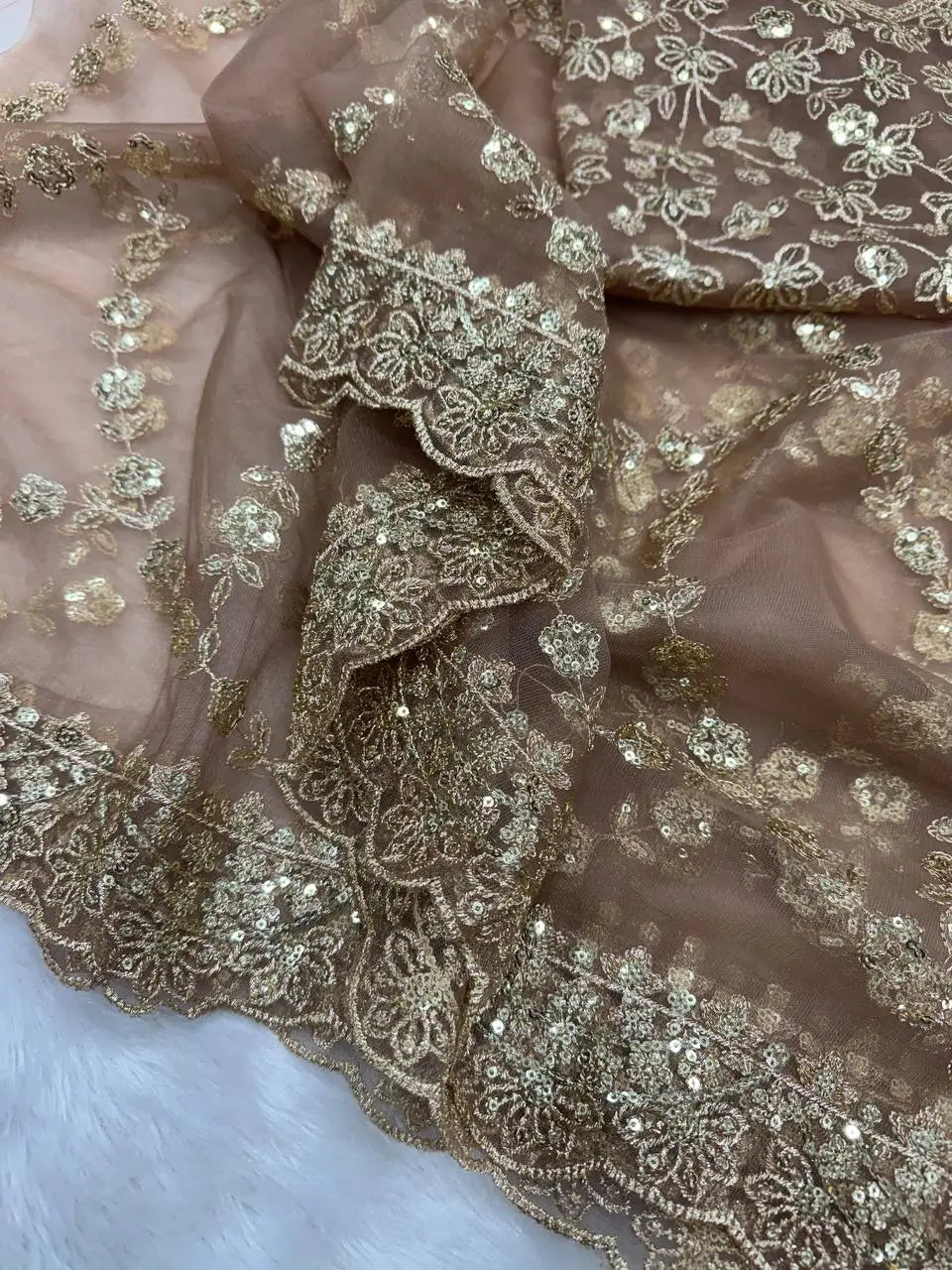 Elegant Soft Net Embroidered Saree with Designer Blouse for Party and Wedding Wear