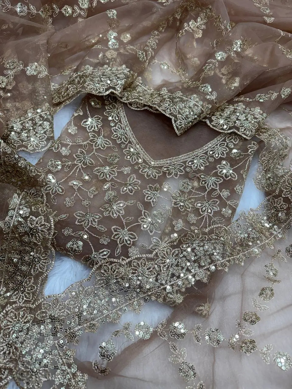 Elegant Soft Net Embroidered Saree with Designer Blouse for Party and Wedding Wear