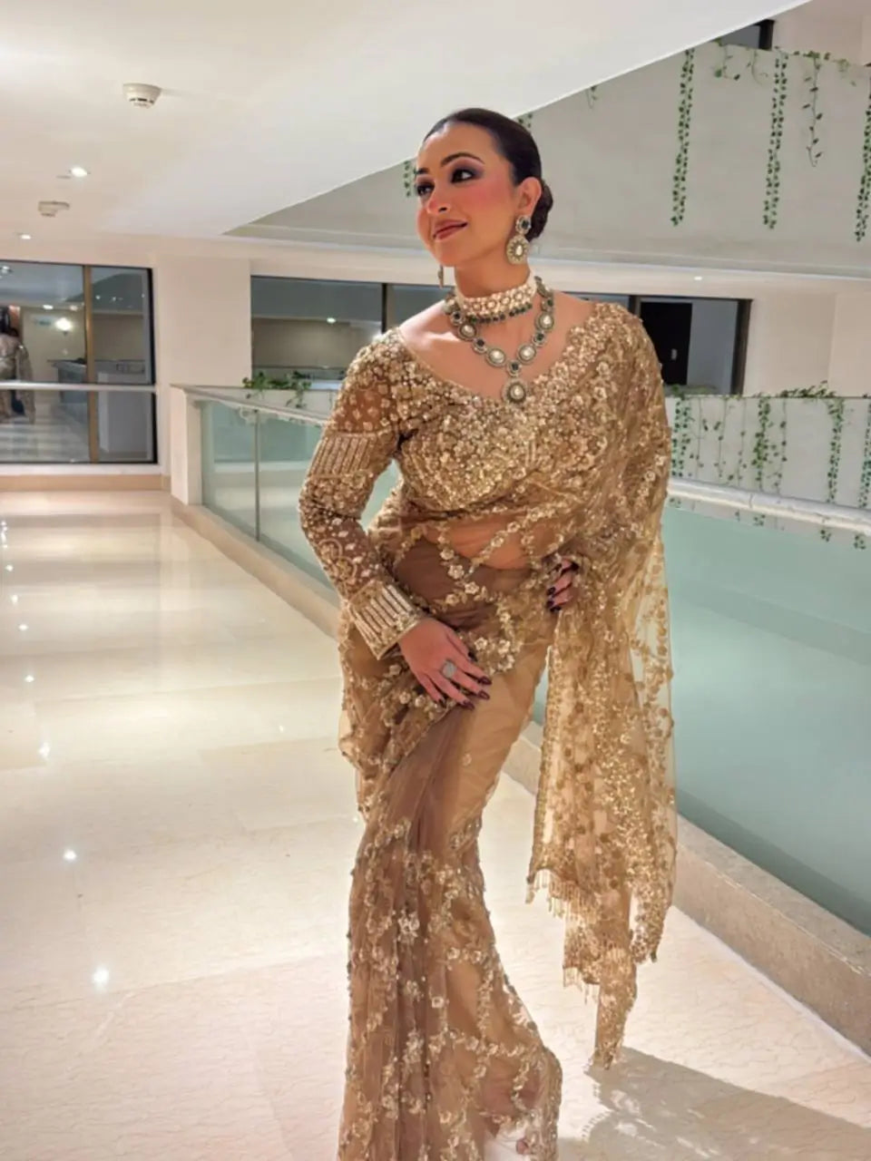 Elegant Soft Net Embroidered Saree with Designer Blouse for Party and Wedding Wear