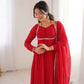 Elegant Solid Flared Anarkali Suit Set with Dupatta & Bottom | Festive & Party Wear | Available in 6 Colors