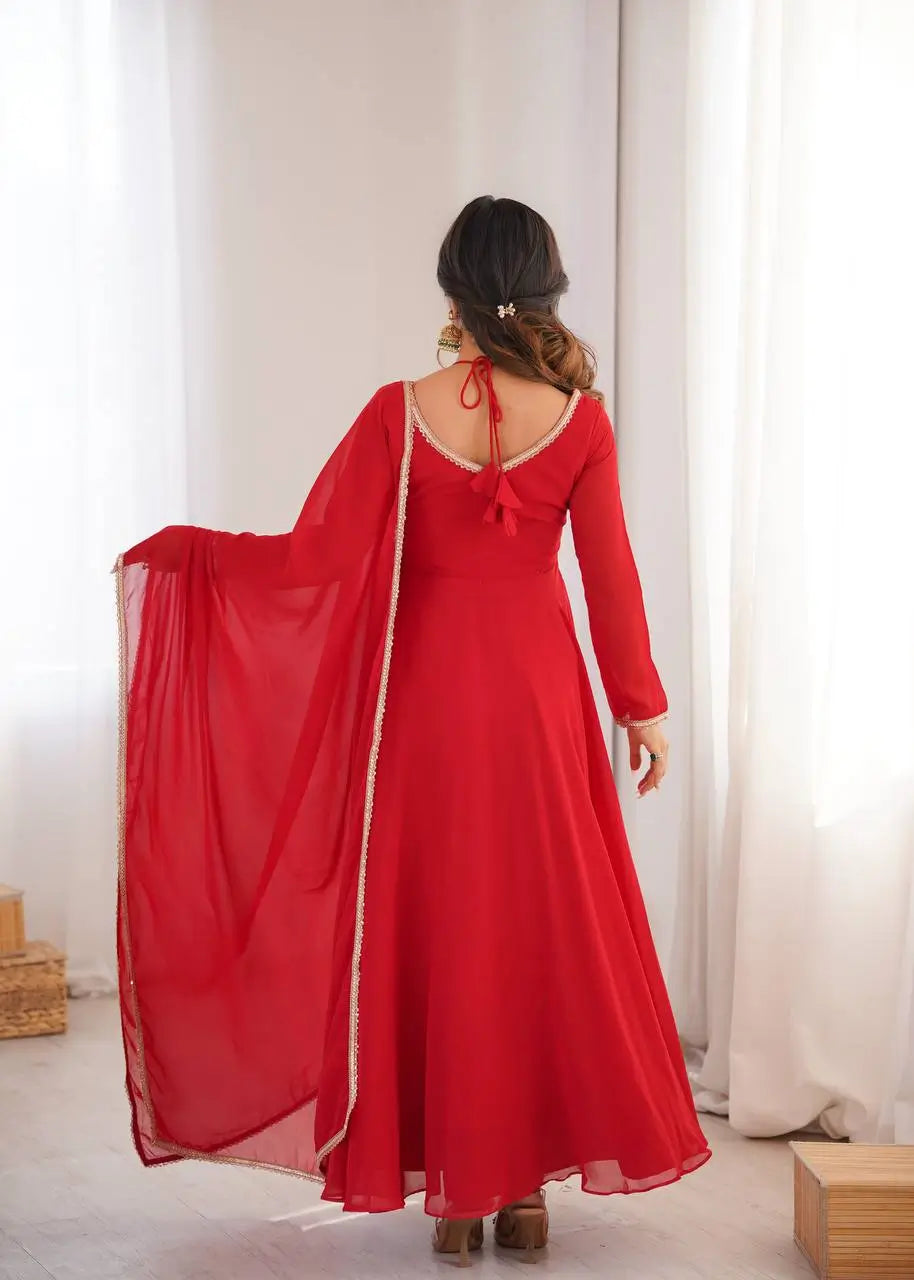 Elegant Solid Flared Anarkali Suit Set with Dupatta & Bottom | Festive & Party Wear | Available in 6 Colors