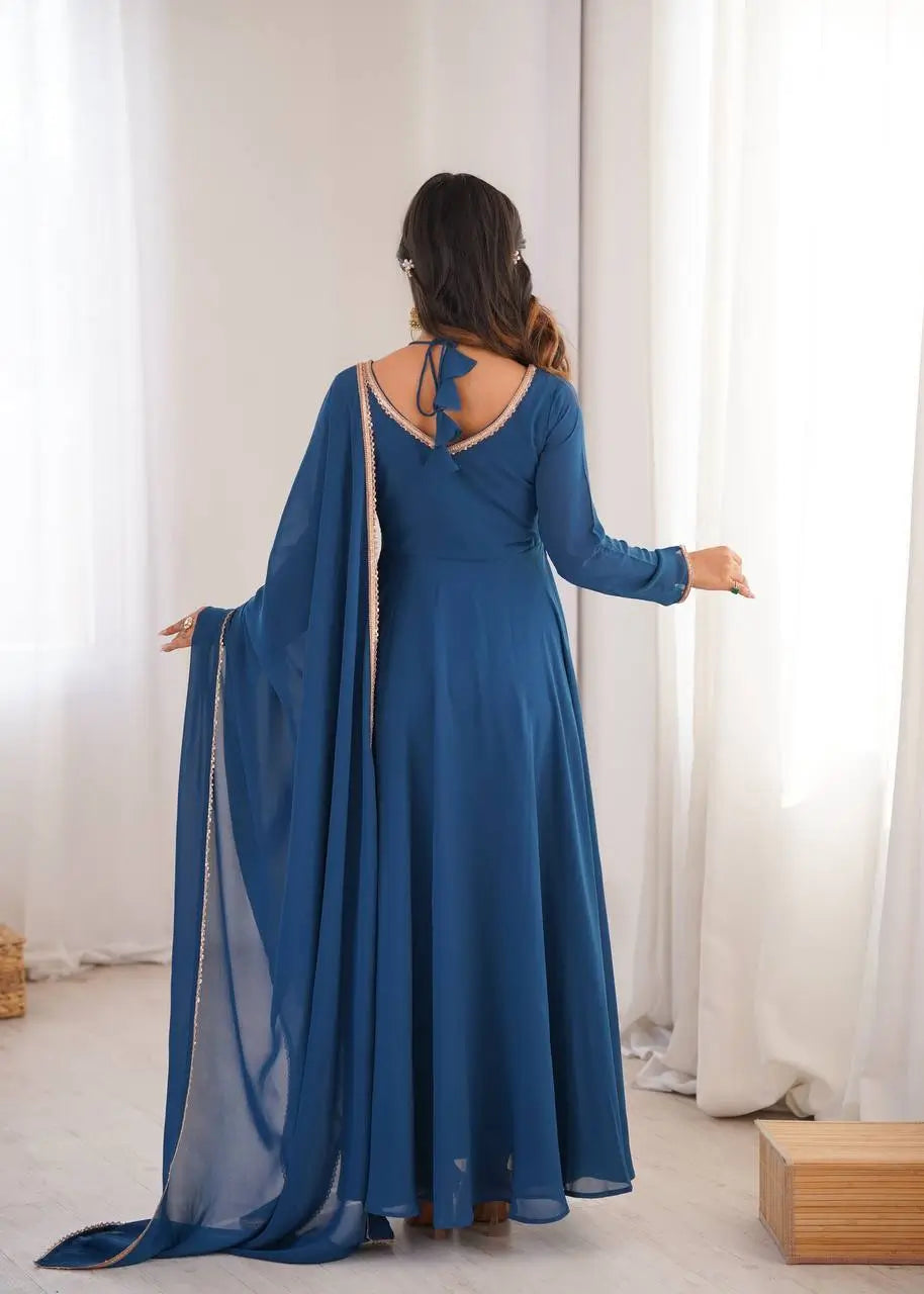 Elegant Solid Flared Anarkali Suit Set with Dupatta & Bottom | Festive & Party Wear | Available in 6 Colors