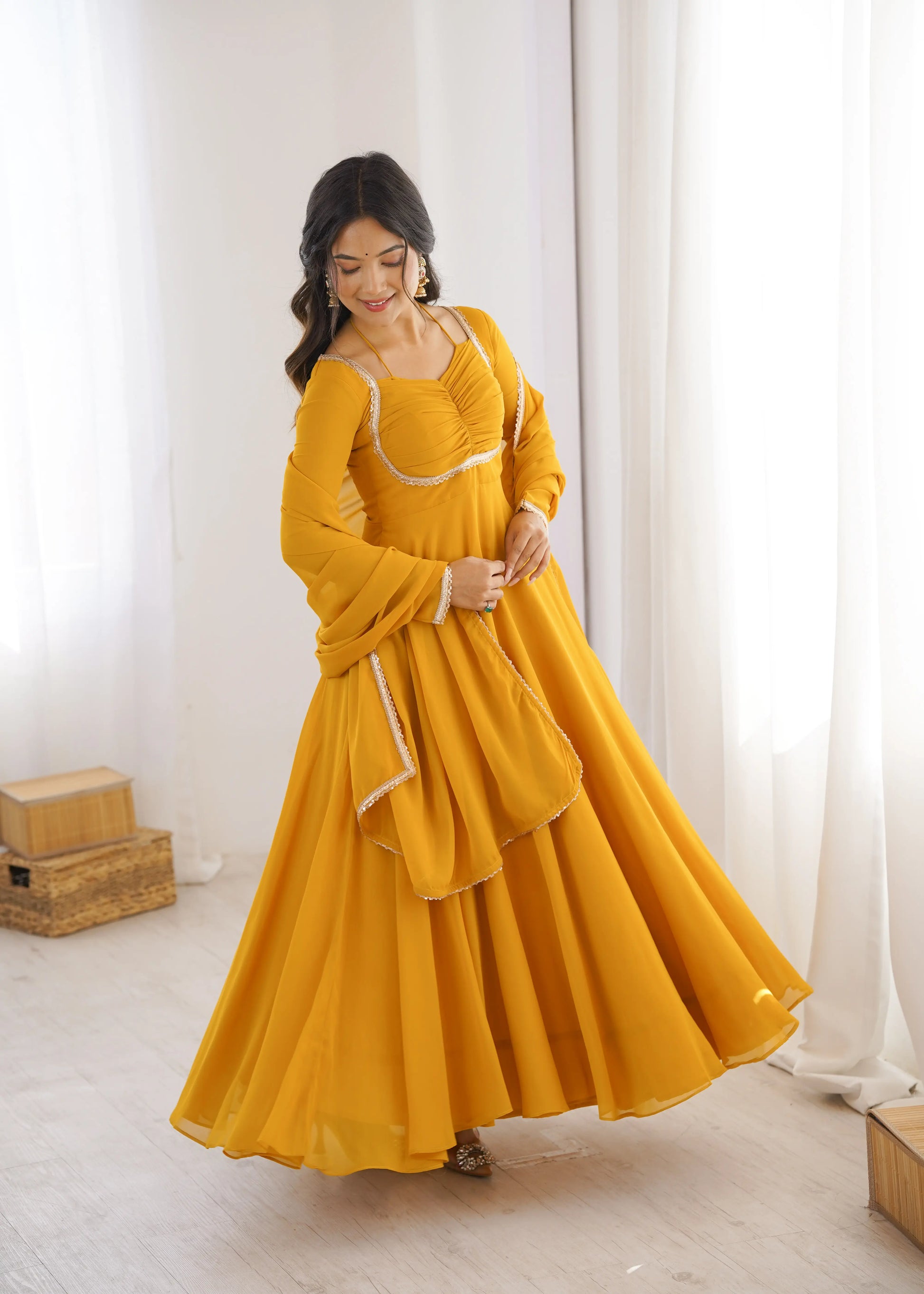 Elegant Solid Flared Anarkali Suit Set with Dupatta & Bottom | Festive & Party Wear | Available in 6 Colors
